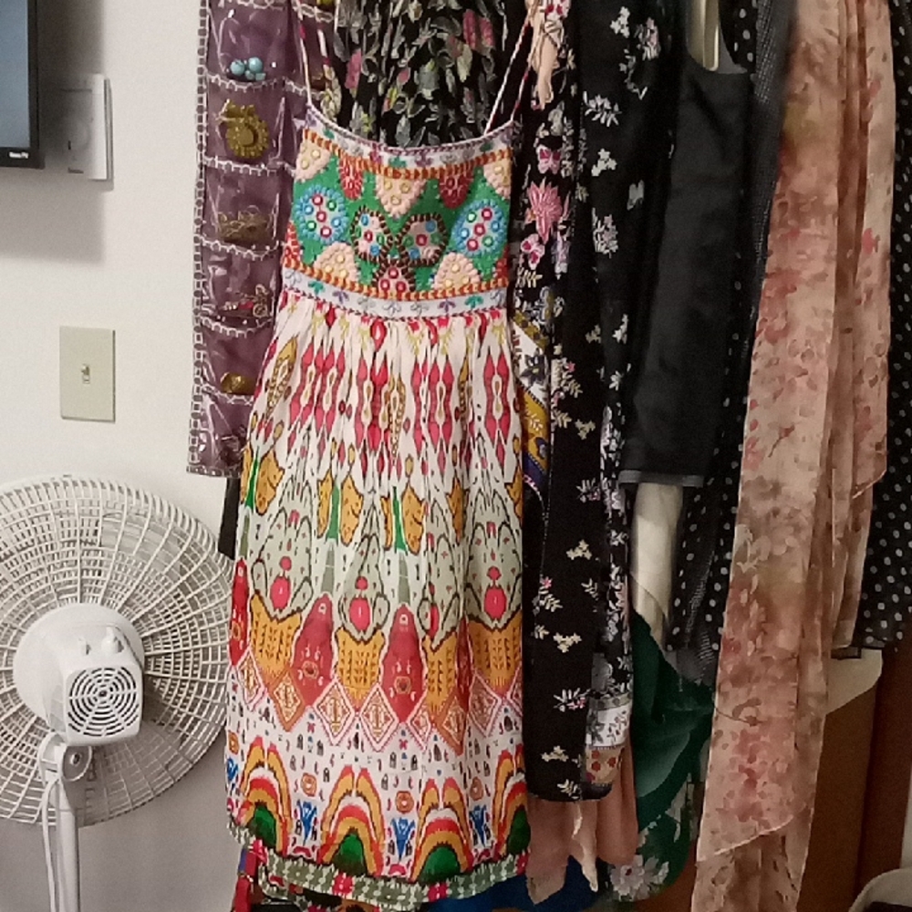 Zara Multi Print Summer Dress., Beautiful Embroidery, Elastic Back